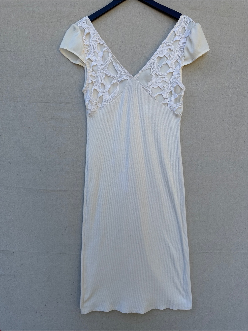 Zara Cream Lace-Yoke V-Neck Chemise